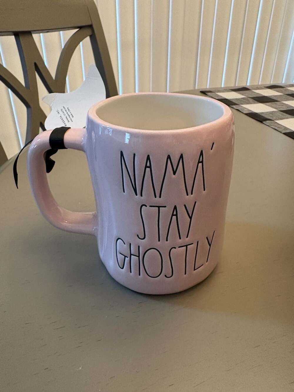 Rae Dunn Nama' Stay Ghostly Yoga Ghost Pink Coffee Mug